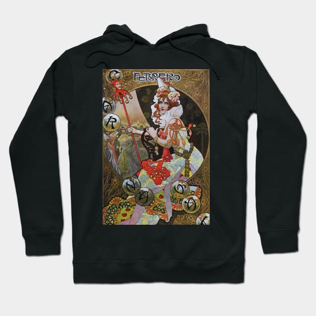 Vintage Victorian Calendar Art February Hoodie by Tuff Tees